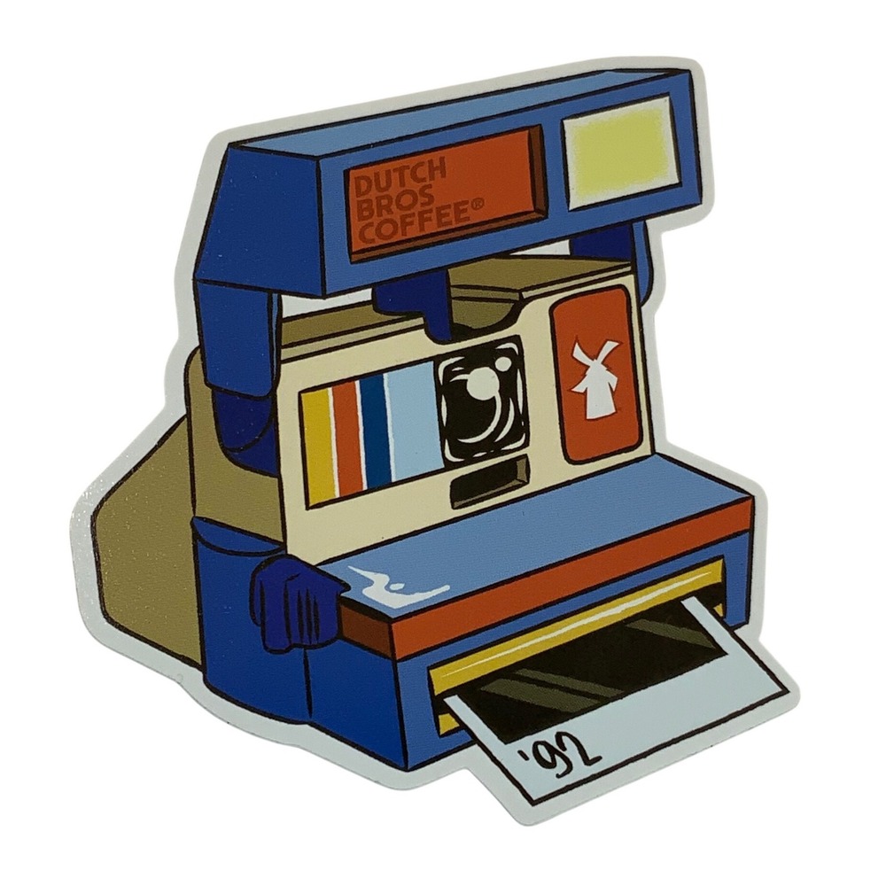 Dutch Bros Coffee Retro Camera Sticker Vinyl August 2026 3in